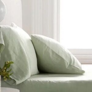 NWT QUINCE European Linen Pillowcase Set King Sage 3610